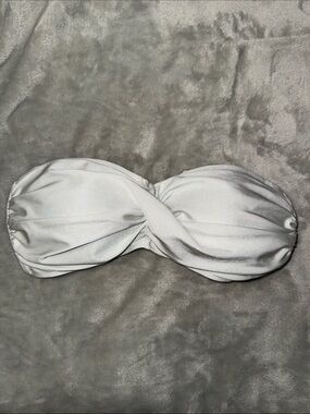 Twist-Front Strapless Bandeau Top - White